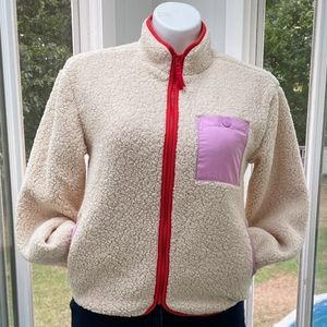 LEGO Collection x Target Cream Colorblock Contrast Pocket Teddy Sherpa Jacket